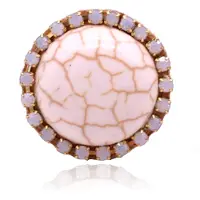 Deja Jewels Handgemaakte ronde verstelbare Ibiza ring wit van leer met kristallen en turkoois