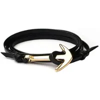 LGT JWLS Anker armband leren koord zwart met goudkleurig