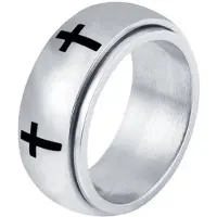 Mendes Edelstaal heren ring Spinning Cross Zilverkleurig-18mm