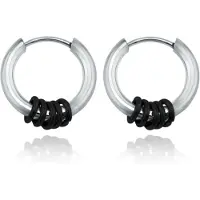 LGT JWLS Stalen creolen Flexible Rings Silver Black-12mm
