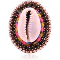 Deja Jewels Handgemaakte verstelbare leren Boho ring multicolor met schelp en kristal