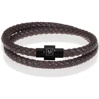 Memphis leren wrap armband Donkerbruin Zwart-22cm