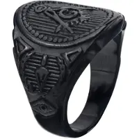 Mendes Heren ring Vrijmetselaars Edelstaal Zwart -19mm