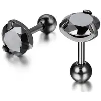 Mendes Heren oorbellen Black Royal King Crown Zwart-5mm