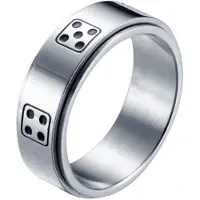 LGT JWLS Stalen mannen ring Dobbelsteen spinner Zilver-18mm