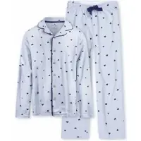 Little label pyjama met hartjes print Blauw Meisjes Stretchkatoen Klassieke kraag - maat 98/104
