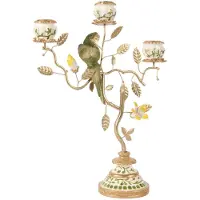 Baroque - Decoratief beeld of figuur - Kandelaar Papegaai 31,5 cm - Groen - Resin - 31.5x22,5x9 - Polyresin