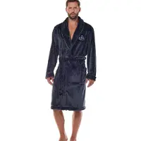 L&L Badjas - Klassieke herenbadjas - Blauw - Zachte stof - comfortabel - Lange badjas - Heren badjas - Maat XL