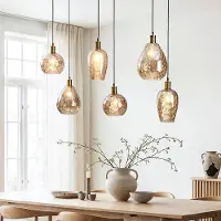 LumenXL Hanglamp Nilo – 6-lichts amber glas met bolling