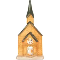 Clayre & Eef Waxinelichthouder Huis 9x8x21 cm Oranje Keramiek