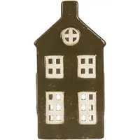 Clayre & Eef Waxinelichthouder Huis 8x6x16 cm Groen Keramiek