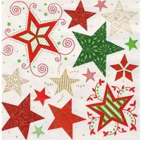 Papstar Servetten met Kerstster-motief, wit