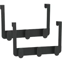 Gerimport Deurkapstok - 2x - 3 ophang haken - zwart - metaal - ruimtebesparend