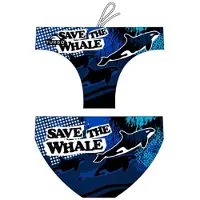 Turbo Save The Whale Waterpolo Swimming Brief Blauw 7-8 Years Jongen