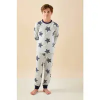 Little label pyjama met sterren print Grijs Jongens Stretchkatoen Ronde hals - maat 134/140
