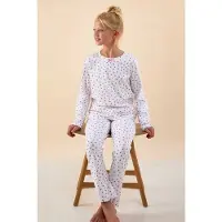 Little label pyjama met roze bloemenprint Wit Meisjes Stretchkatoen Ronde hals - maat 98/104