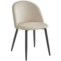Leobert Set van 3 Stoelen BELLO - Beige Velvet, Zwarte Metalen Poten, Modern Design en Uitstekend Zitcomfort voor Woonkamer, Slaapkamer, Eetkamer of Kantoor, Max. 120 kg