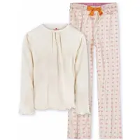 Little label pyjama met bloemen print broek Ecru Meisjes Stretchkatoen Ronde hals - maat 134/140