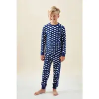 Little label pyjama met all over print Blauw Jongens Stretchkatoen Ronde hals - maat 92