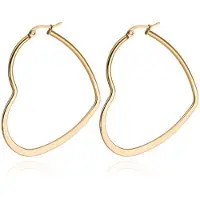 Cilla Jewels Dames oorringen Edelstaal Goudkleurig hartje-60mm