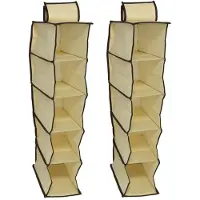 Gerimport Camping opberg/hangkast - 2x - leg niveaus - opvouwbaar - beige - 15 x 30 x 70 cm