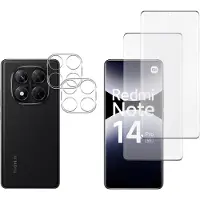 Phonillico Screenprotector geschikt voor Xiaomi Redmi Note 14 Pro 5G - 2 stuks Beschermglas van glas Transparante glazen schermbeschermfolie + 2 stuks Camera Protector
