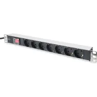 Digitus Stekkerdoos, aluminium contactdoos met schakelaar, 7 veiligheden (7 x, 2 m)