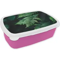 MuchoWow Broodtrommel Roze - Lunchbox Varenblad - Groen - Structuur - Wazig - Brooddoos 18x12x6 cm - Brood lunch box - Broodtrommels voor kinderen en volwassenen