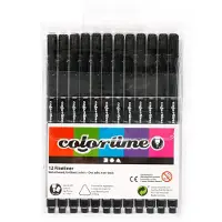 Colortime Fineliner Lijndikte 0,6-0,7 Mm Zwart 12 Stuks