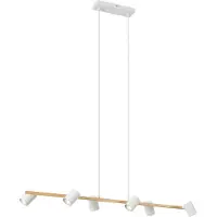 QAZQA Moderne hanglamp hout print met wit 6-lichts - Jeana Straight