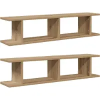 vidaXL Wandschappen 2 st 90x18x20cm bewerkt hout artisanaal eikenkleur