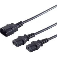 S-Impuls 2x C13 - C14 Y-stroomkabel | 1m + 2x 0,80m | 3x 1,00mm | zwart | 1,8 meter