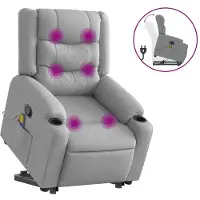 vidaXL Sta-op-massagestoel verstelbaar stof lichtgrijs