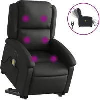 vidaXL Sta-op-massagestoel elektrisch echt leer zwart
