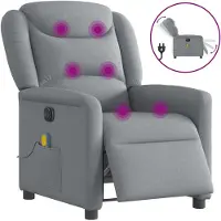 vidaXL Massagestoel elektrisch verstelbaar stof lichtgrijs