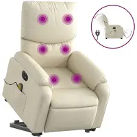 vidaXL Sta-op-massagestoel elektrisch kunstleer crèmekleurig