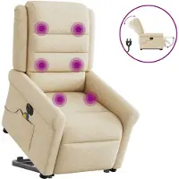 vidaXL Sta-op-massagestoel elektrisch verstelbaar stof crèmekleurig