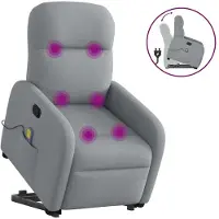 vidaXL Sta-op-massagestoel verstelbaar stof lichtgrijs