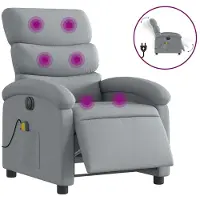 vidaXL Massagestoel elektrisch verstelbaar stof lichtgrijs