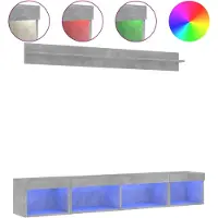 vidaXL 5-delige Tv-wandmeubelset met LED bewerkt hout betongrijs