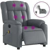 vidaXL Massagestoel verstelbaar elektrisch kunstleer grijs