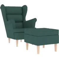 vidaXL Fauteuil met voetenbankje stof donkergroen