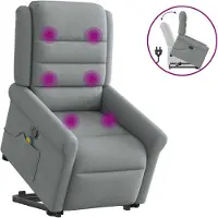vidaXL Sta-op-massagestoel verstelbaar stof lichtgrijs