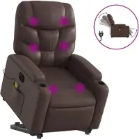 vidaXL Sta-op-massagestoel elektrisch kunstleer bruin