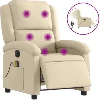 vidaXL Massagestoel elektrisch verstelbaar stof crèmekleurig