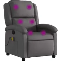 vidaXL Massagestoel echt leer grijs
