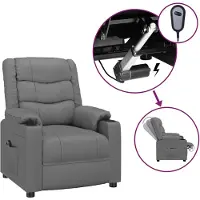 vidaXL Fauteuil verstelbaar elektrisch kunstleer grijs