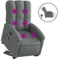 vidaXL Sta-op-massagestoel elektrisch verstelbaar stof donkergrijs