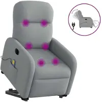 vidaXL Sta-op-massagestoel elektrisch verstelbaar stof lichtgrijs