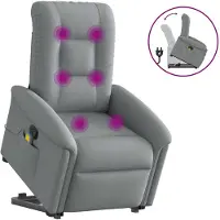 vidaXL Sta-op-massagestoel verstelbaar stof lichtgrijs